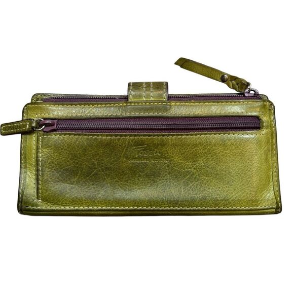 Ladies Fossil Green Leather Bifold Wallet - Picture 6 of 13